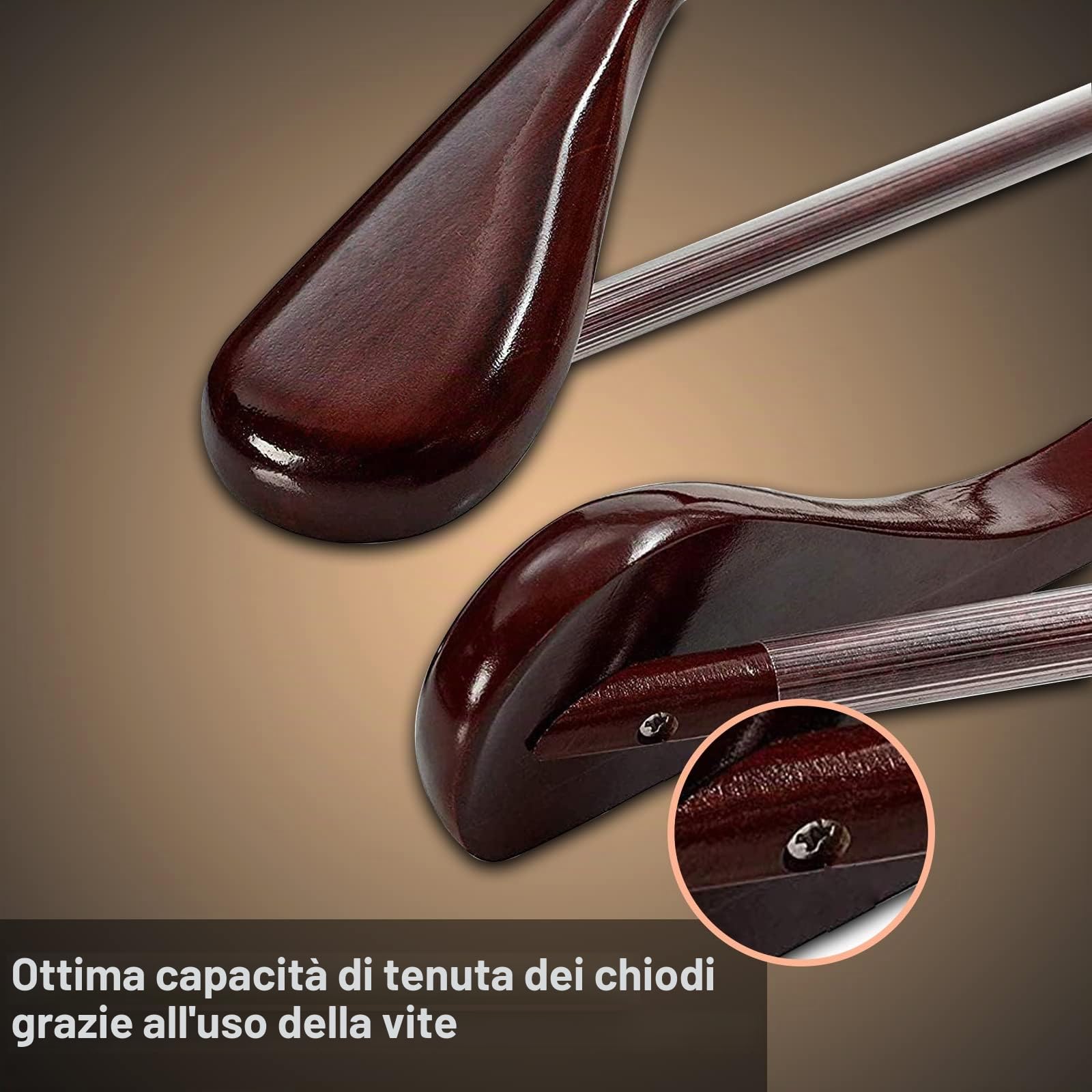 Set di 10 grucce appendiabiti in legno massiccio, con spalle extra larghe, antiscivolo, per camicie, cappotti, giacche, pantaloni, tute, gancio girevole a 360° (colore noce scuro)