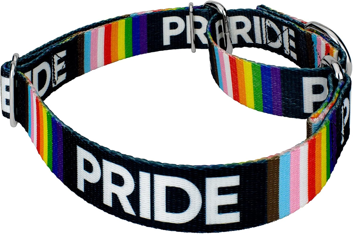 Country Brook Petz Martingale Pride Dog Collar & Leash Set - Heavy-Duty Training Collar - Rainbow Flag Colors for LGBTQIA+ Support, 1/2 Inch, 2XS