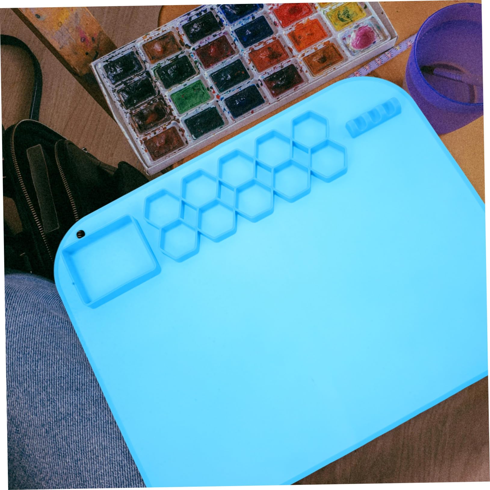 Hohopeti Silikon Malunterlage rutschfest Flexibel Antihaftend Waschbare Bastelmatte für DIY Malen Kunstprojekte Resin Schmuckherstellung Polymer Clay Vielseitige Malmatte in Hellblau
