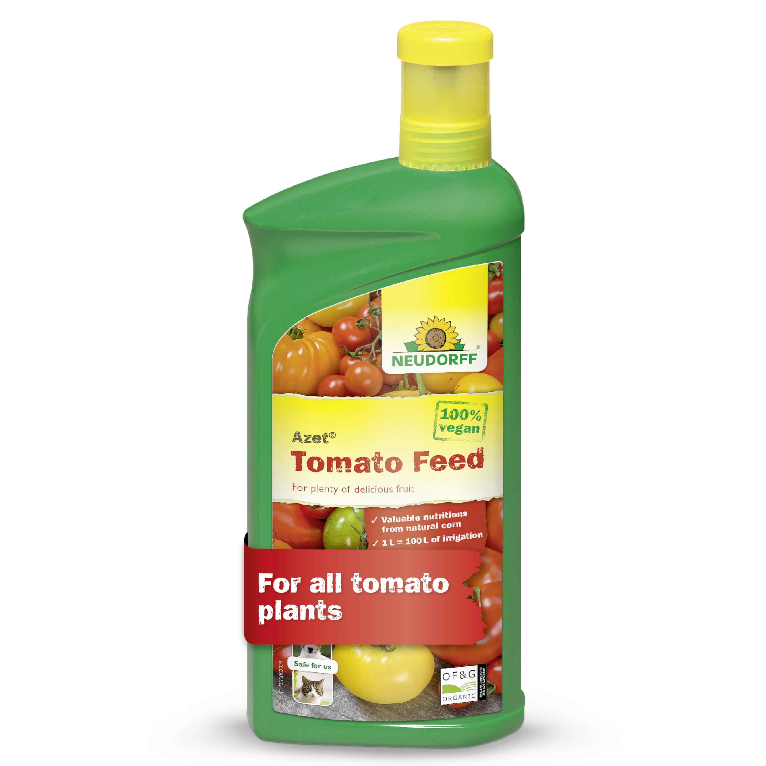 Neudorff Azet Tomato Feed - 100% natural organic plant feed for aromatic tomato and vegetables in pots, containers and beds, 1 litre