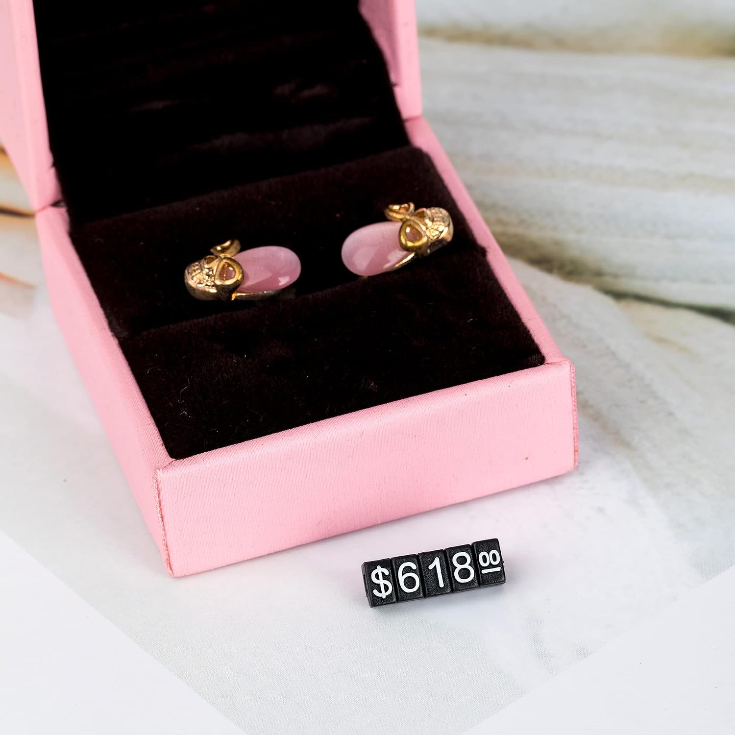 10PCS Digital Price Tag £ € $ Metal Price Label Tag Pricemarker Labels Arabic Number Price Display Board 3x5mm Gold Base Black Word