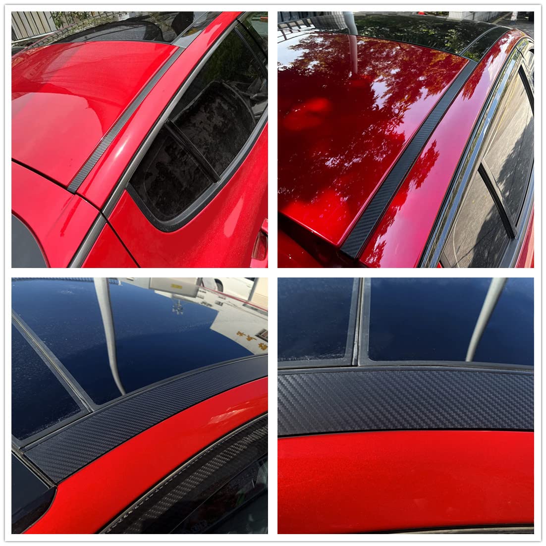 JUIVEEL 4Pcs Carbon Fiber Pattern Car Roof Edge Cover Decals Windshield Protect Cover Trim Compatible with Kia Stinger 2018-2022 Accessories
