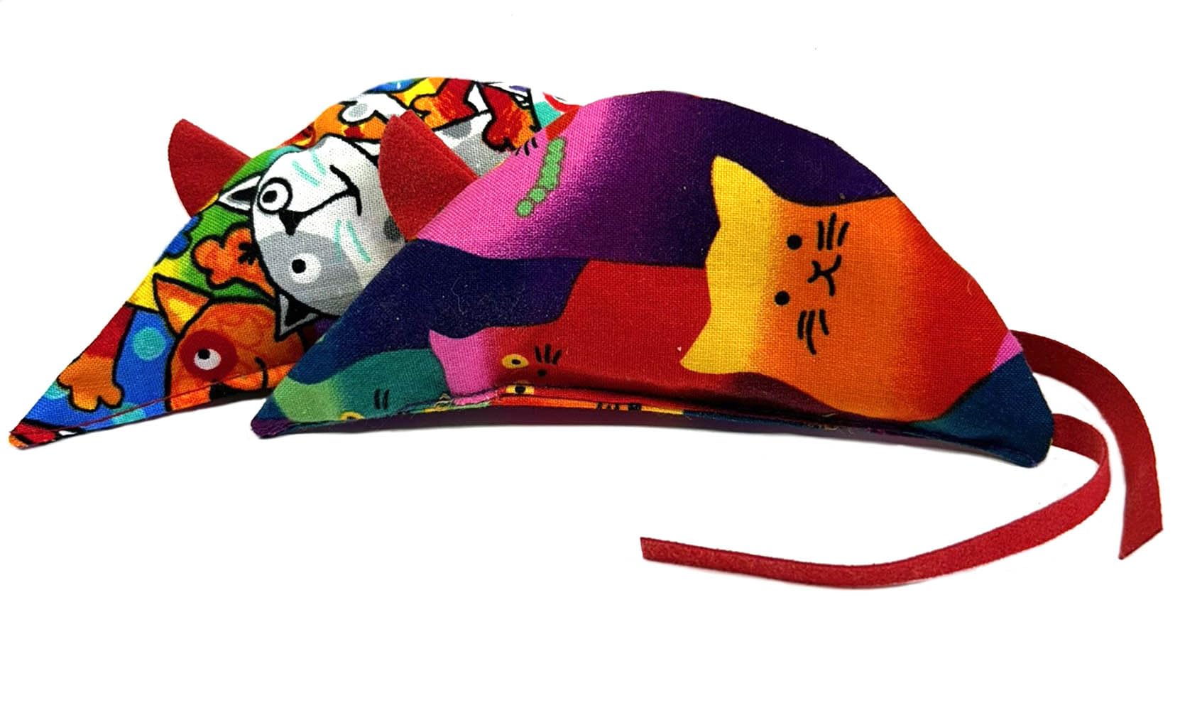 Johnson Pet Products Colorful Catnip Mice for Cats Two Pack - Handmade in The USA (Multi CC3)