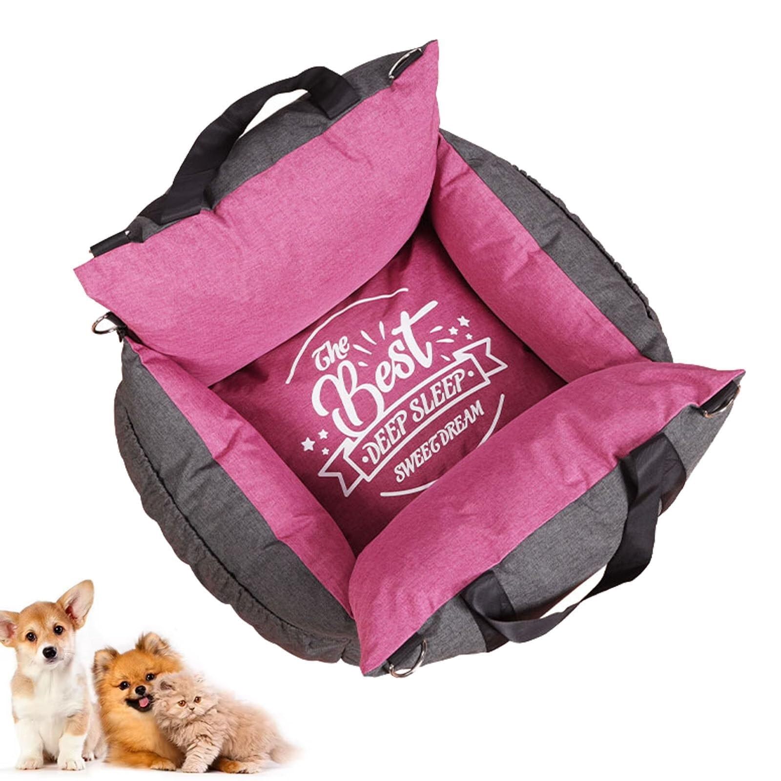 Funda de asiento de coche extraíble y lavable con bolsillos de almacenamiento y cinturón de seguridad para perros pequeños y gatos