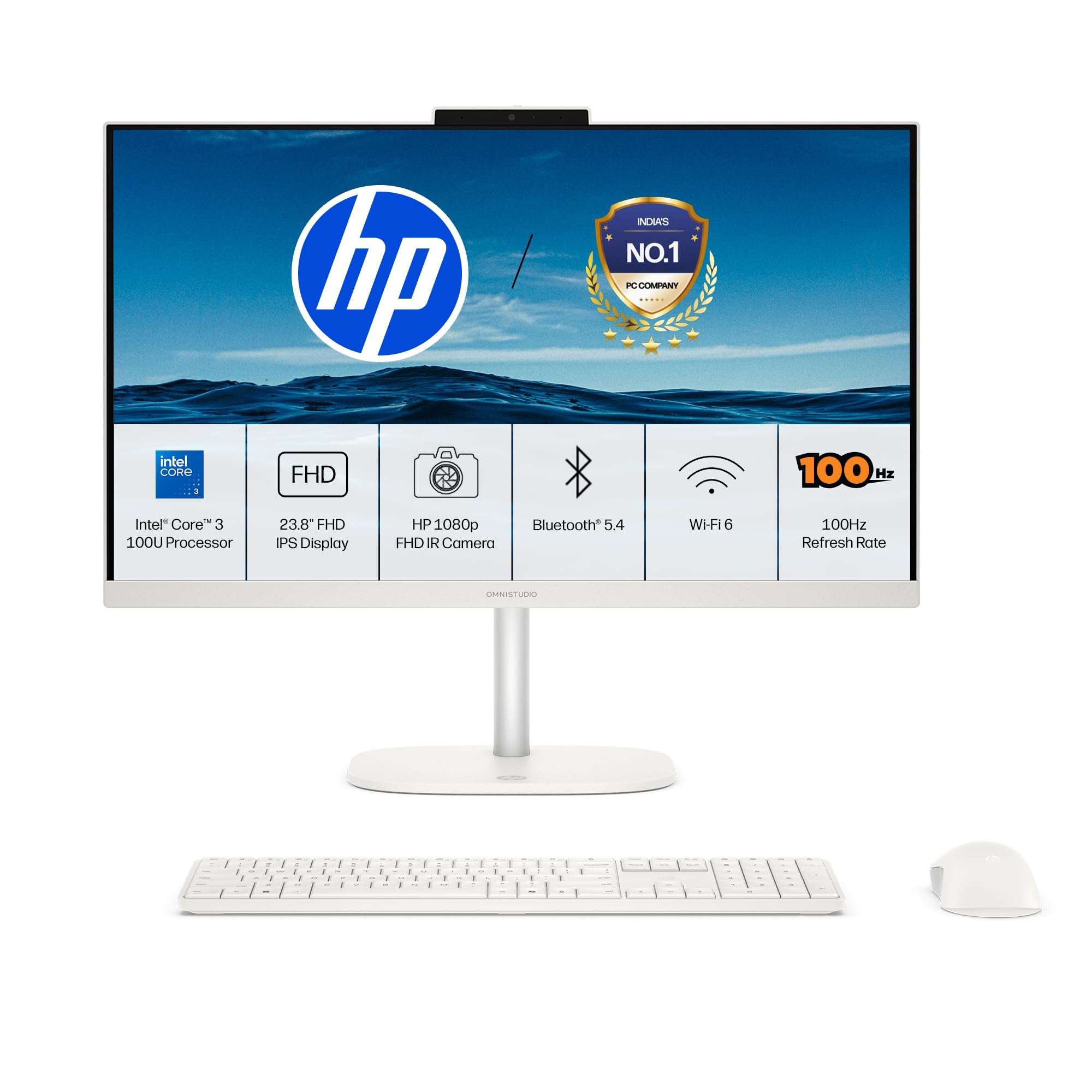 HP OmniStudio All-in-One, Intel Core 3 100U (8GB DDR5, 512GB SSD) FHD, IPS, Anti-Glare, 23.8''(60.5cm), Win 11 Home, Office 24, Cotton White, 4.98kg, Dual 3 W Speakers, FHD IR Camera, 24-cu0561in-image-34