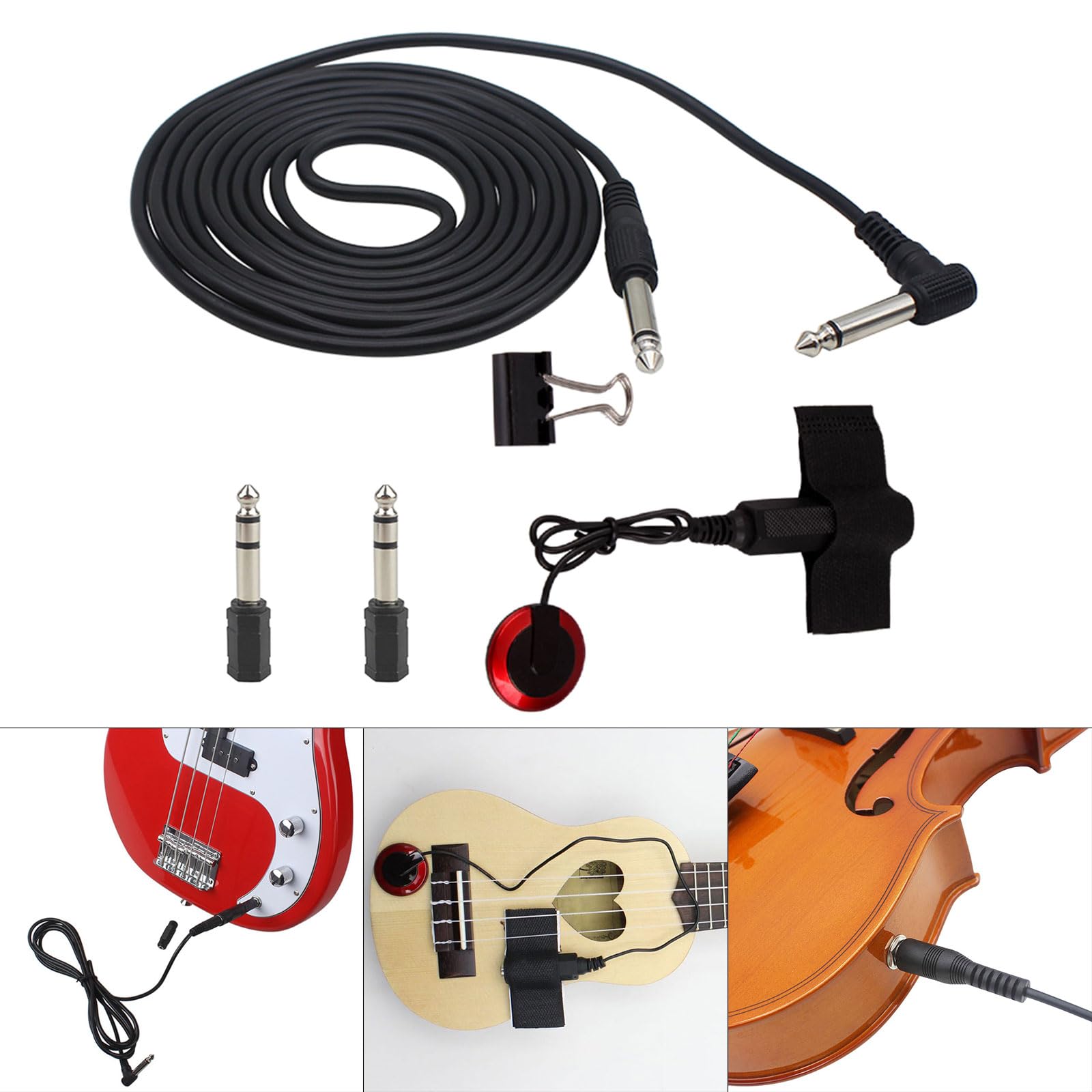 mioosho Guitar Sound Pickup Piezo Microphone Pickup Transducer Guitar Cable Sticker Guitar Ukulele Instruments Accessory