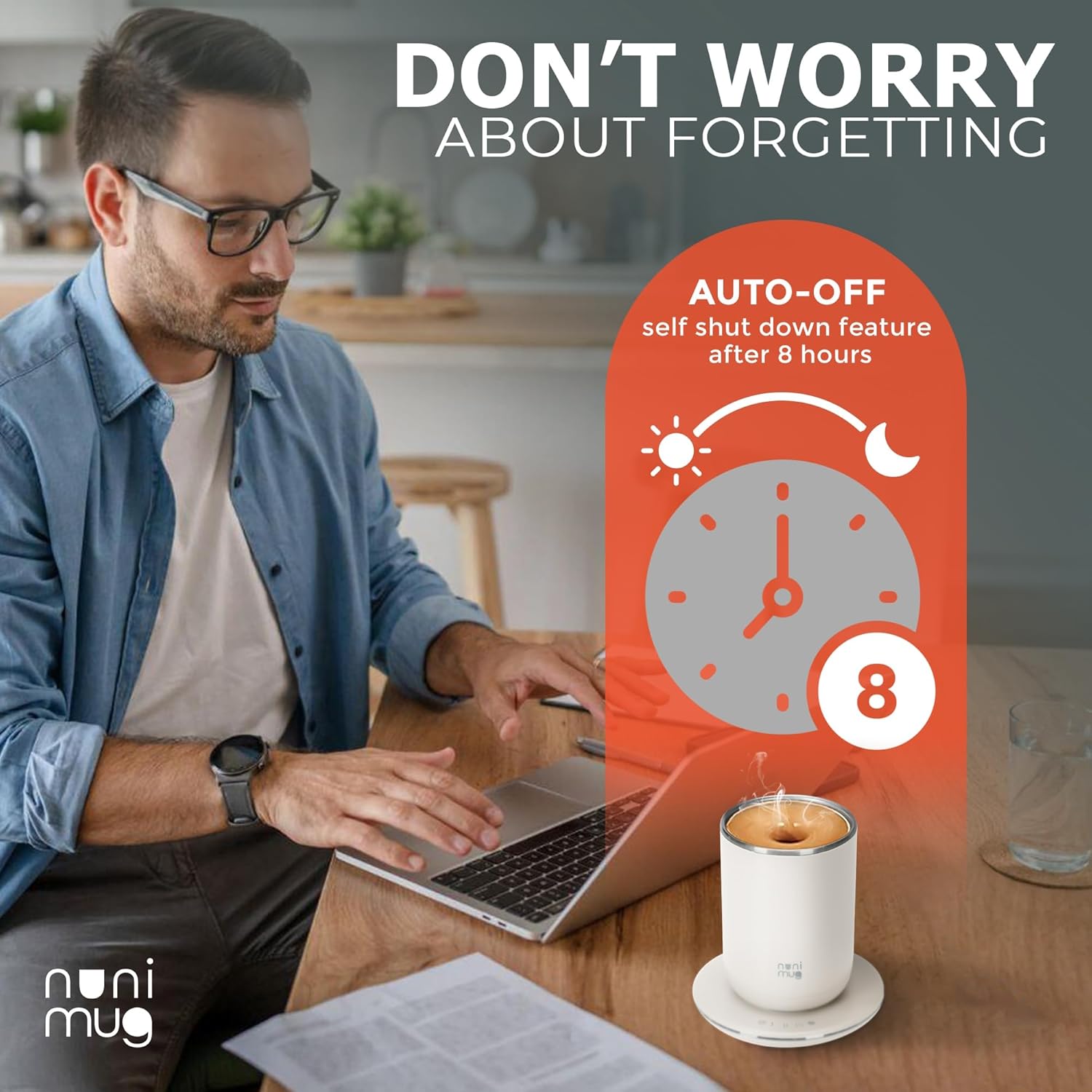 Self Stirring Coffee Mug- 10 Oz No Batteries Smart Dual Function 3 Temperature Levels Control to Stir & Heat Beverages - Powerful 12V Charger Airtight Lid bElectric Cup in a Gift Box (White)