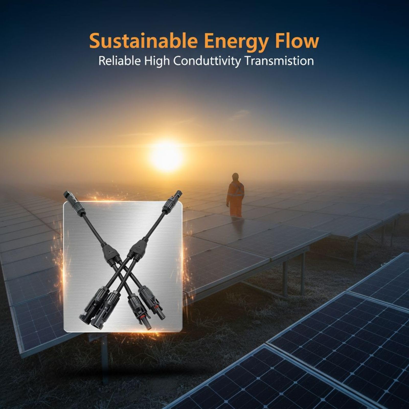 2 Stk. MC4 Y Splitter, Photovoltaik Solarpanel Steckverbinder, Kupferkern, wetterfeste Kunststoffhülle, kompatibel mit Panels, 14,2 Zoll für sichere und stabile Verbindung