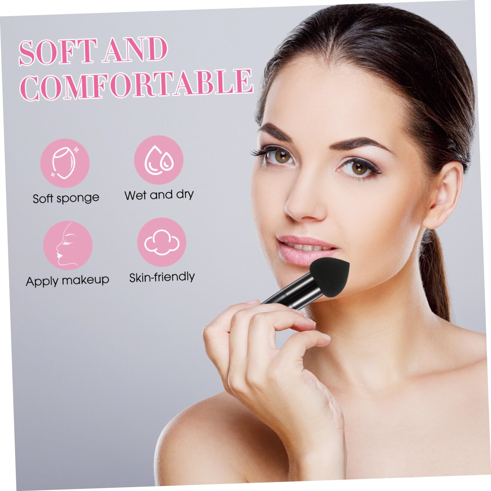 MAGICLULU 5 Set Di Penne Per Il Trucco Con Manico Spugne Per Il Trucco Da Donna Per Sciolto Aspetto Naturale 3 Pezzi * 5