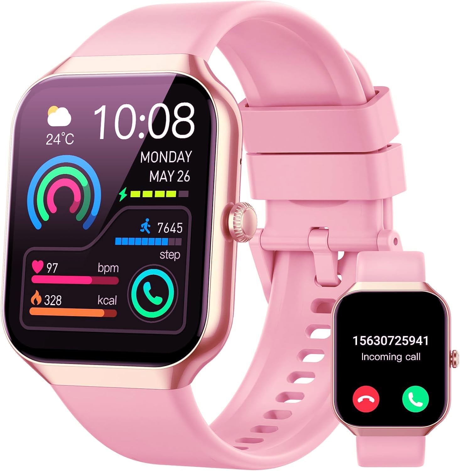 Jugeman Smartwatch Uomo Donna, 1.96" Orologio Smartwatch con Effettua/Risposta Chiamate