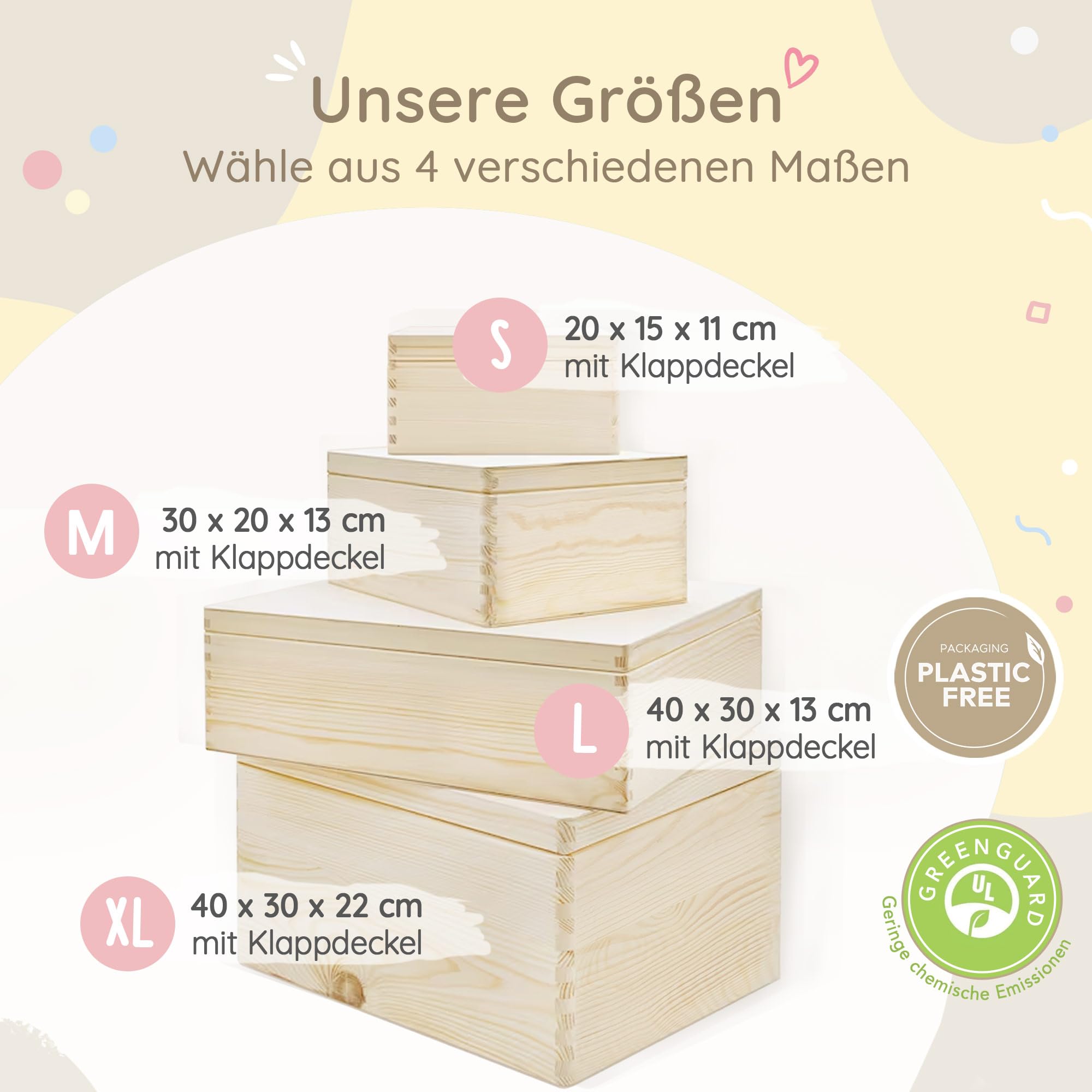 Little-Deco Erinnerungsbox Baby, personalisierte Holzkiste mit Deckel, Ideal zur Aufbewahrung von Erinnerungen und als Geschenk zur Geburt, Taufe für Mädchen und Jungen XHL1198-04