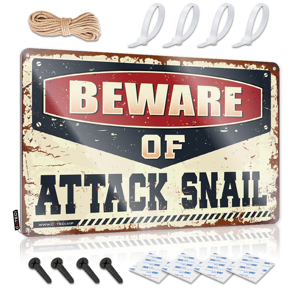 IBWNBBUSN Beer Limit Sign Beware Of Attack Snail Tin Sign Man Cave Wall Decor Boys Room Decor Teenager(30X40CM)