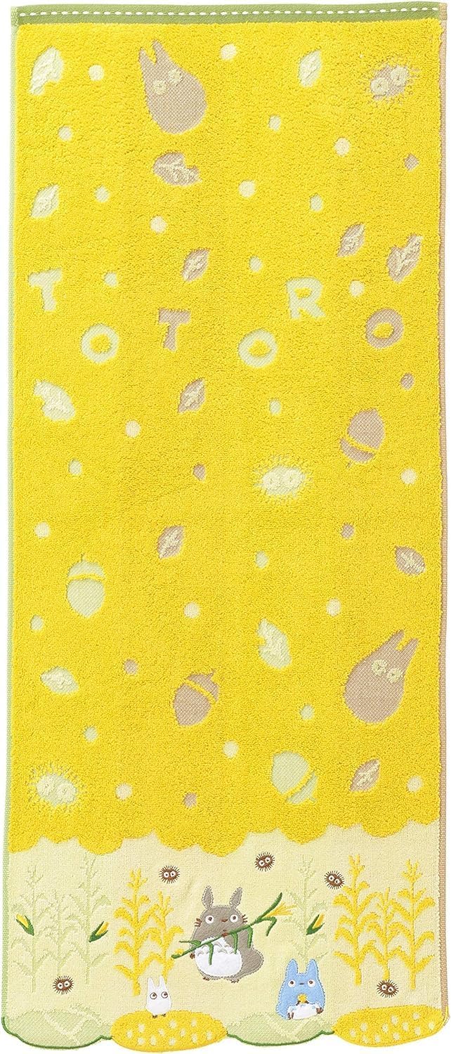 Marushin Cotton Face Towel 34×75cm, Studio Ghibli My Neighbor Totoro, Yellow, Embroided, from Japan 1005035500