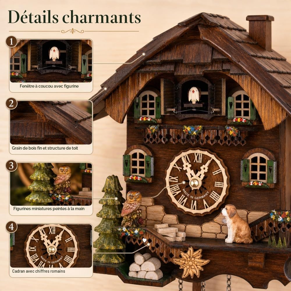 Schwarzwald-Palast Pendule à Coucou Mouvement Quartz Style Chalet 32cm by Cuckoo-Palace
