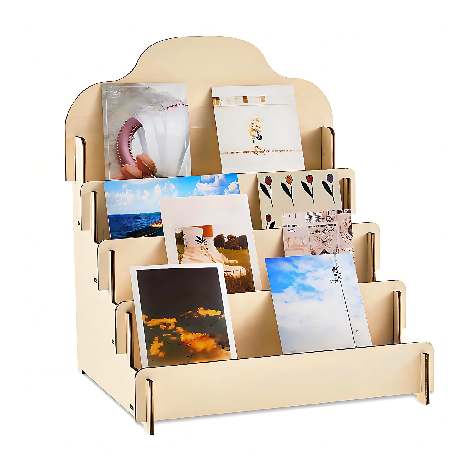 Présentoir de cartes de vœux en bois pour ranger les comptoirs encombrés de bureau