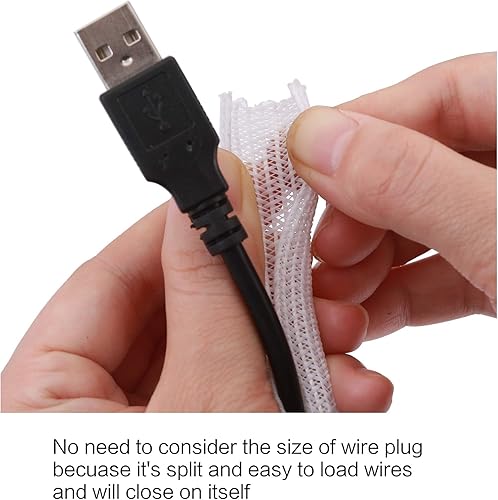 Vista 15 de Alex Tech - Malla protectora de cable de 25 pies y 1.25 de pulgada, abierta, para cable USB, cable de alimentación, de audio y video; protege