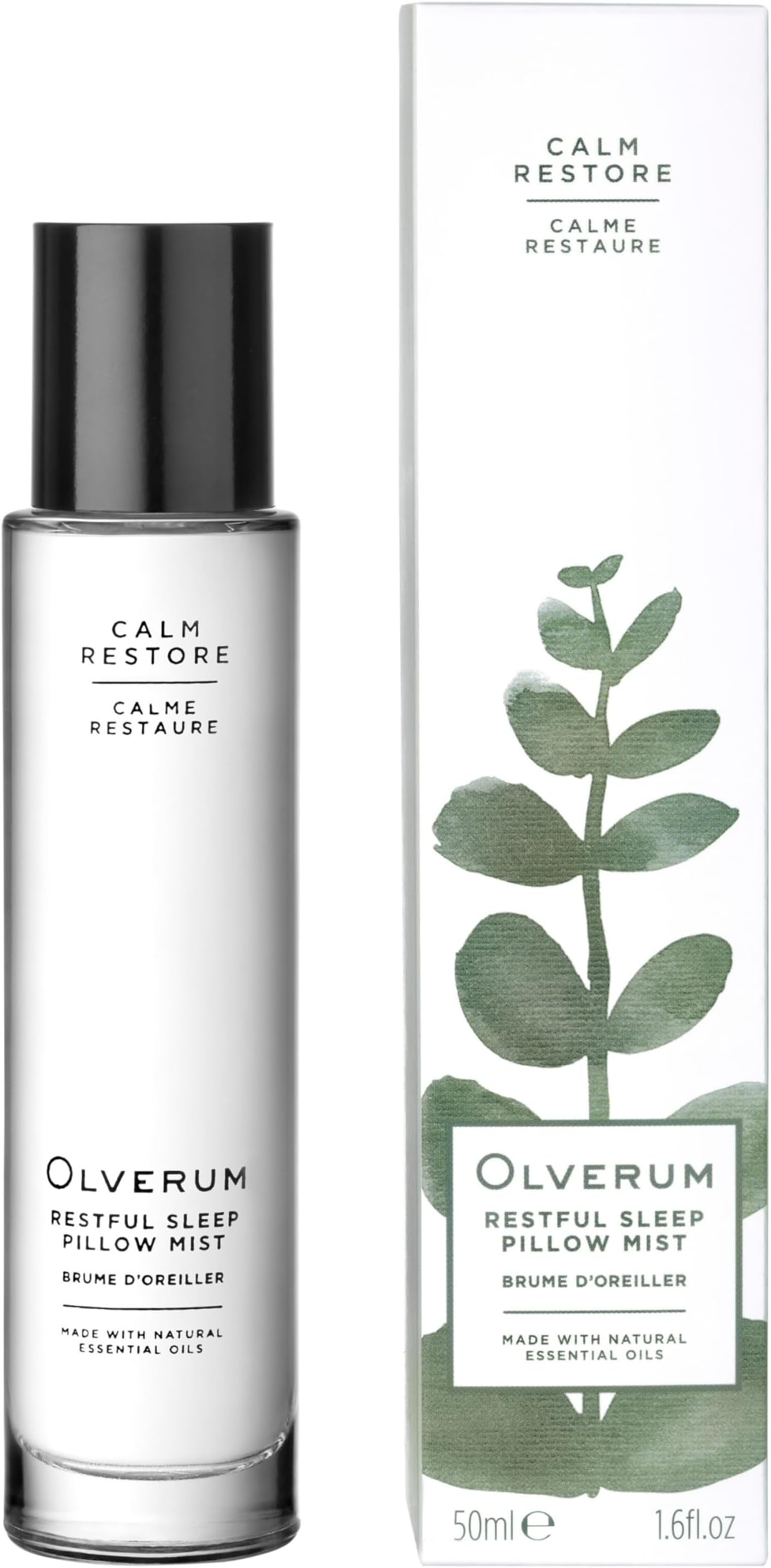 OlverumRestful Sleep Pillow Mist Spray – Easy-to-Use Blend of Essential Oils Including Lavender, Chamomile & Bergamot – Calming Aromatherapy Mist for Nighttime Relaxation