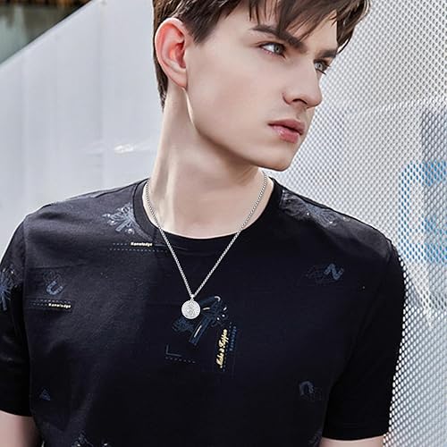 Vista 522 de Collar con colgante de plata de ley 925 con medalla de San Patrón, joyería religiosa para hombres y mujeres, con cadena de acero inoxidable 316L