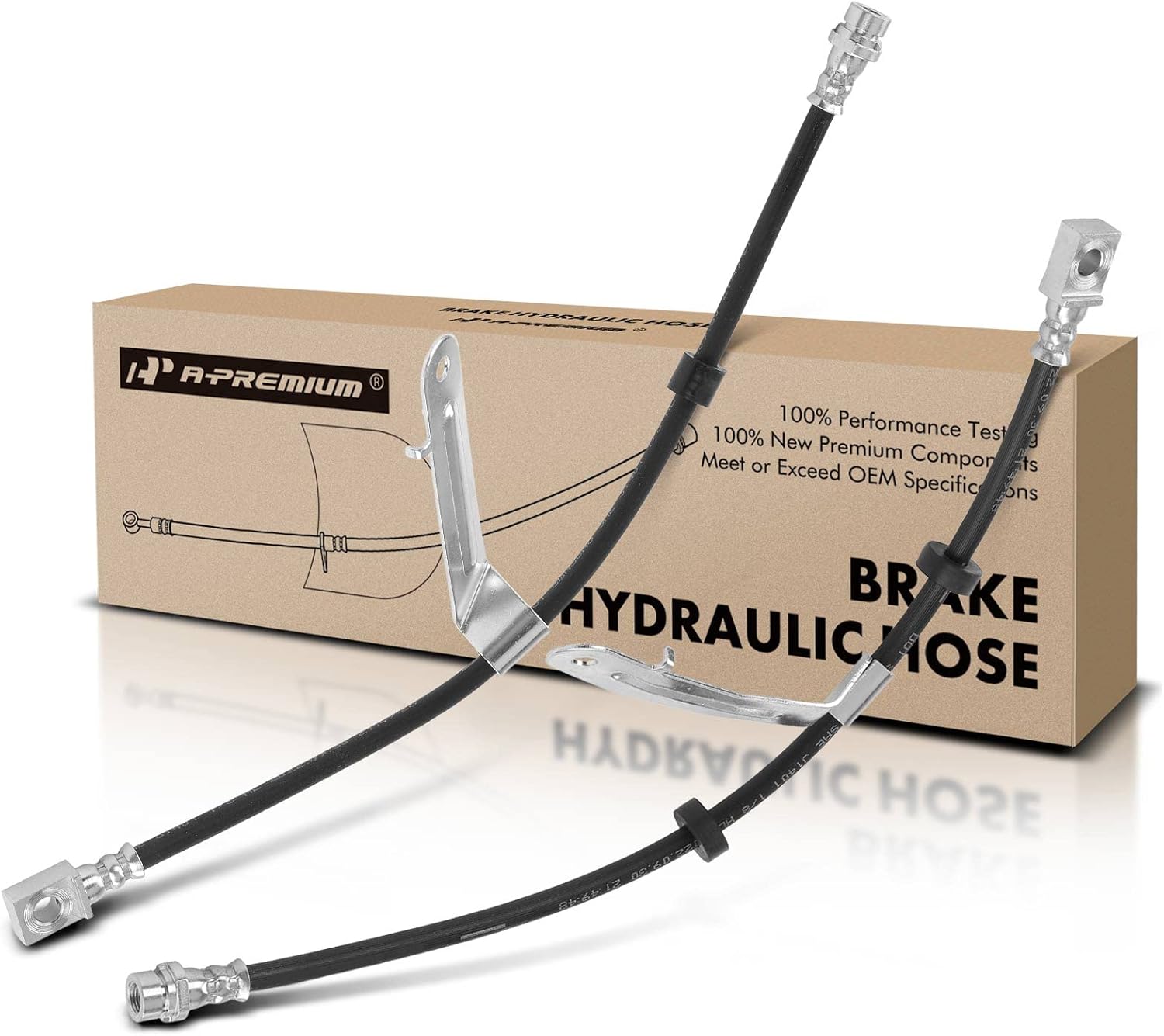 A-Premium Rear Driver and Passenger Brake Hydraulic Hoses Compatible with Ford, Mazda and Mercury Models - Escape 05-07, Mariner 05-07, Tribute 05-06 - Replace# 5L8Z2282AA, 5L8Z2282AC(Pack of 2)