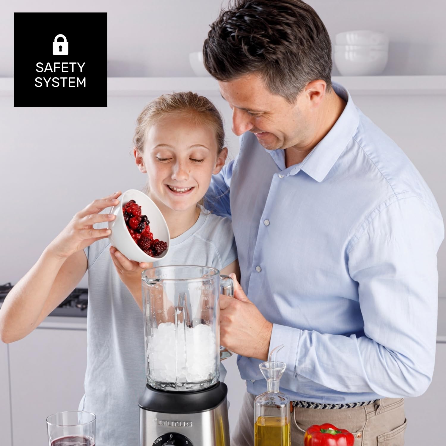 Taurus - Blender ze szkła premium ze stali nierdzewnej | 1500 W | 2 prędkości + Turbo | szklany dzbanek 2 l, ostrze z 6 ostrzami, stal nierdzewna, antypoślizgowa podstawa, BPA Free