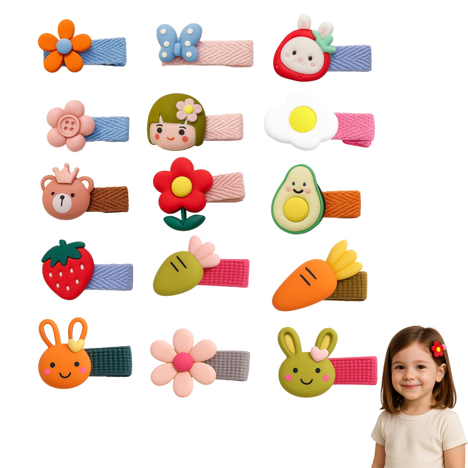 UZYXC 15 PCS Haarspange Baby Feines Haar,Haarspangen Kinder,Haarspangen Haarschmuck Baby Hair Clips Soft Newborn,Haarklammer Haarschleifen,Hair Clips,Haarspangen Mädchen Kleinkind