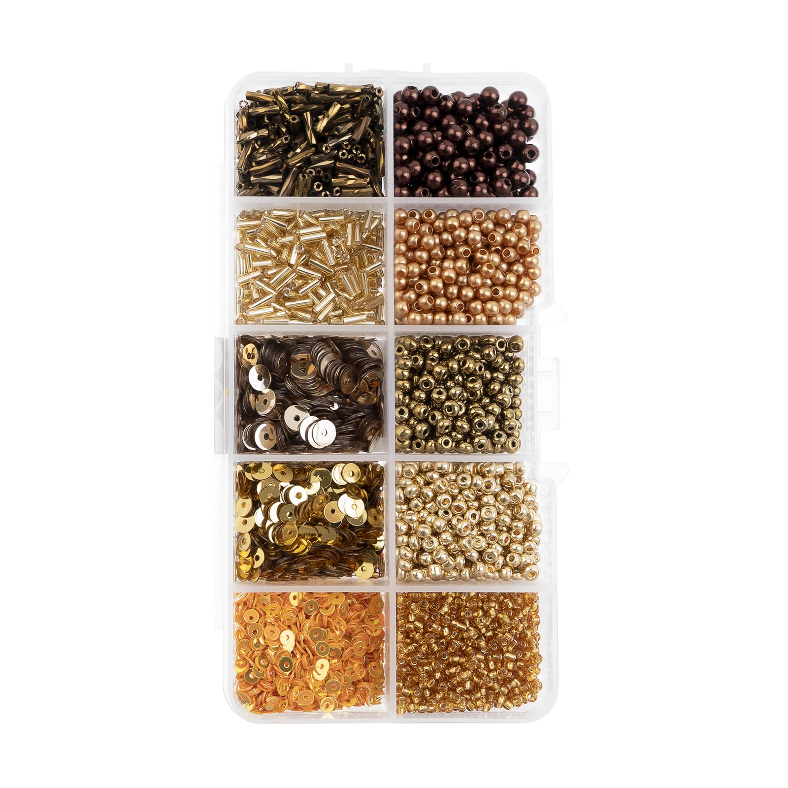 Lentejuelas y cuentas John Bead doradas para manualidades y bordado textil 81g