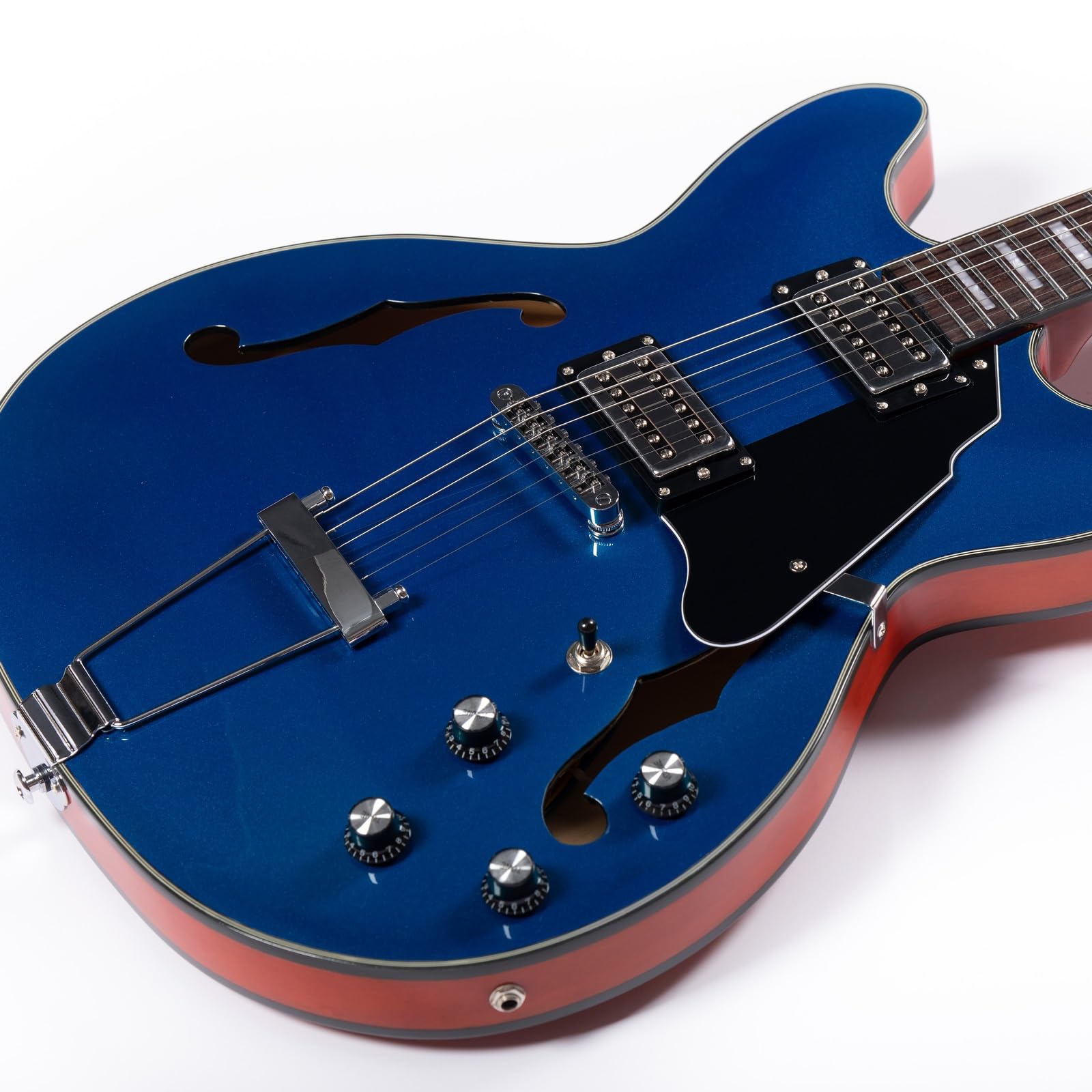Standard Gitara Elektryczna Profesjonalna Praworęczna Gitara Elektryczna Typu Full Scale Semi Hollow 6 Strunowa Z Metalowym Korpusem