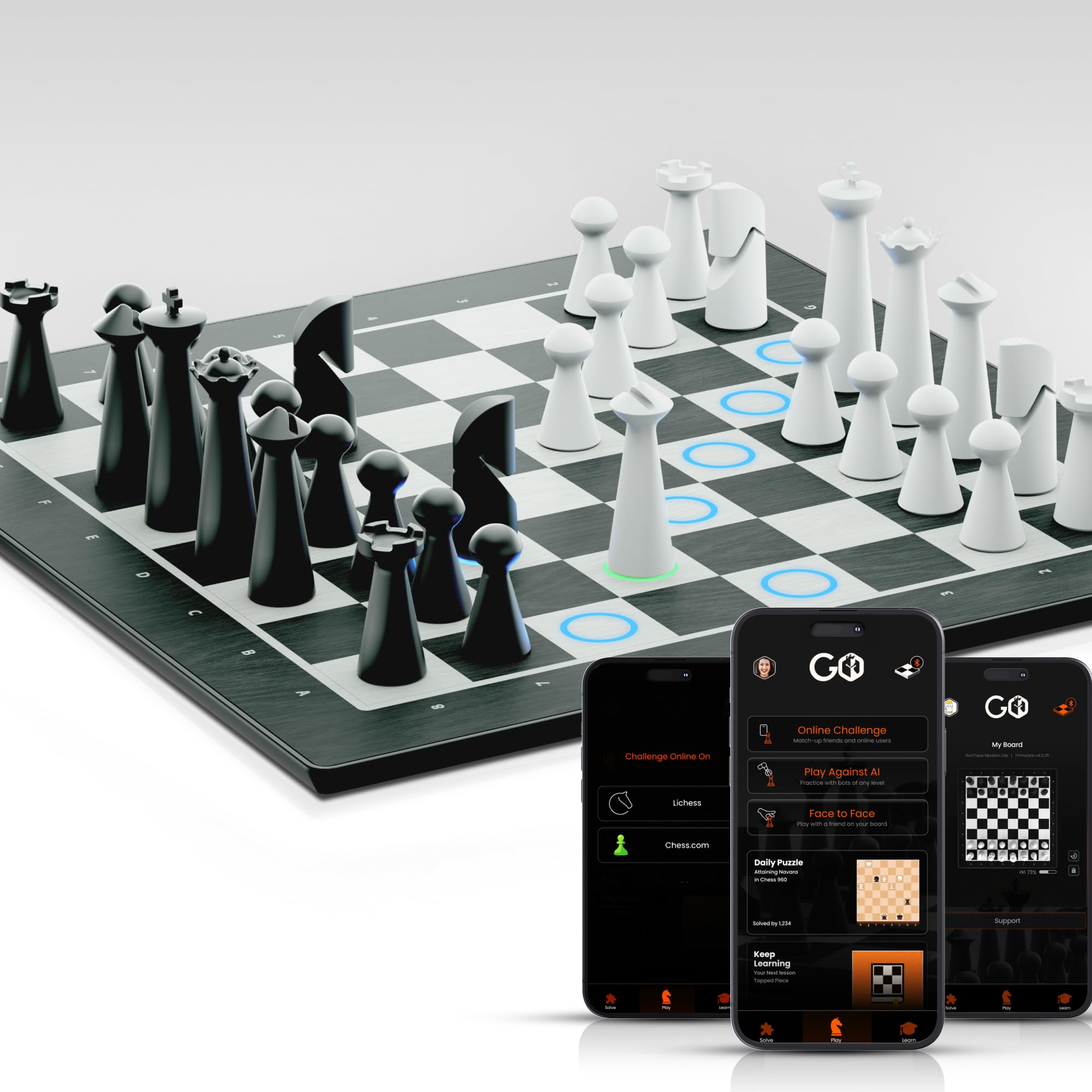 GoChess Mini - AI Electronic Chess Board Game, Light Up Chess Set for Adults & Kids for All Skill Levels with Online Play App - Perfect as a Gift for Smart Board Games LoversGoChess Mini - AI Electronic Chess Board Game, Light…