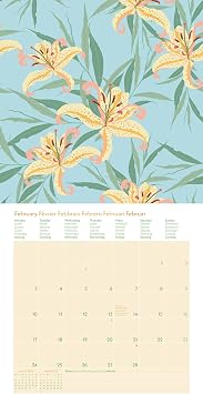 GreenLine Floral 2025 Brochure Calendar 30 x 30 cm Wall Calendar with High-Quality Paper Space for Notes International Holidays and Decorative Cord