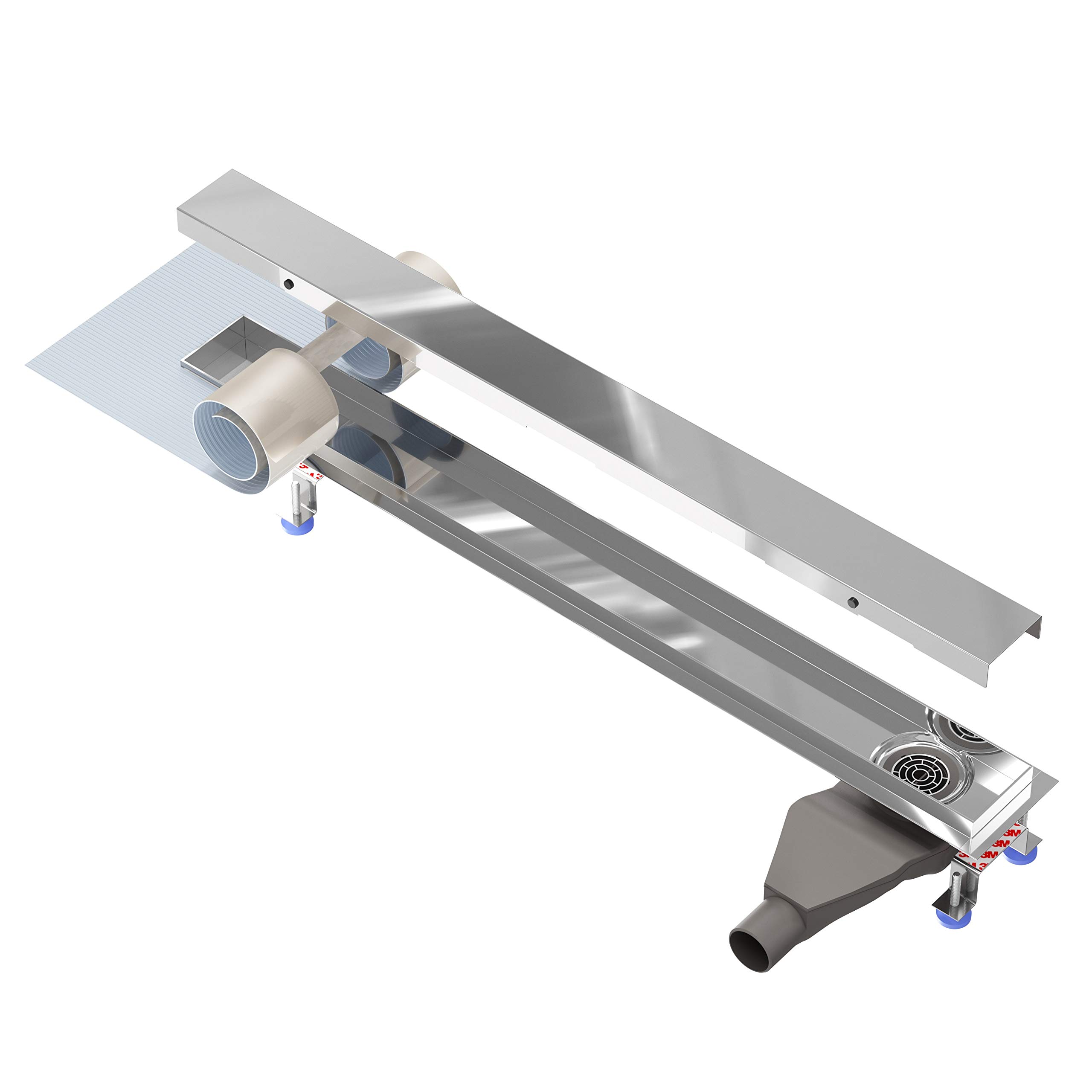 Nordona Extraflache Edelstahl Duschrinne Complete Basic HG 60 cm – seitlicher Abgang