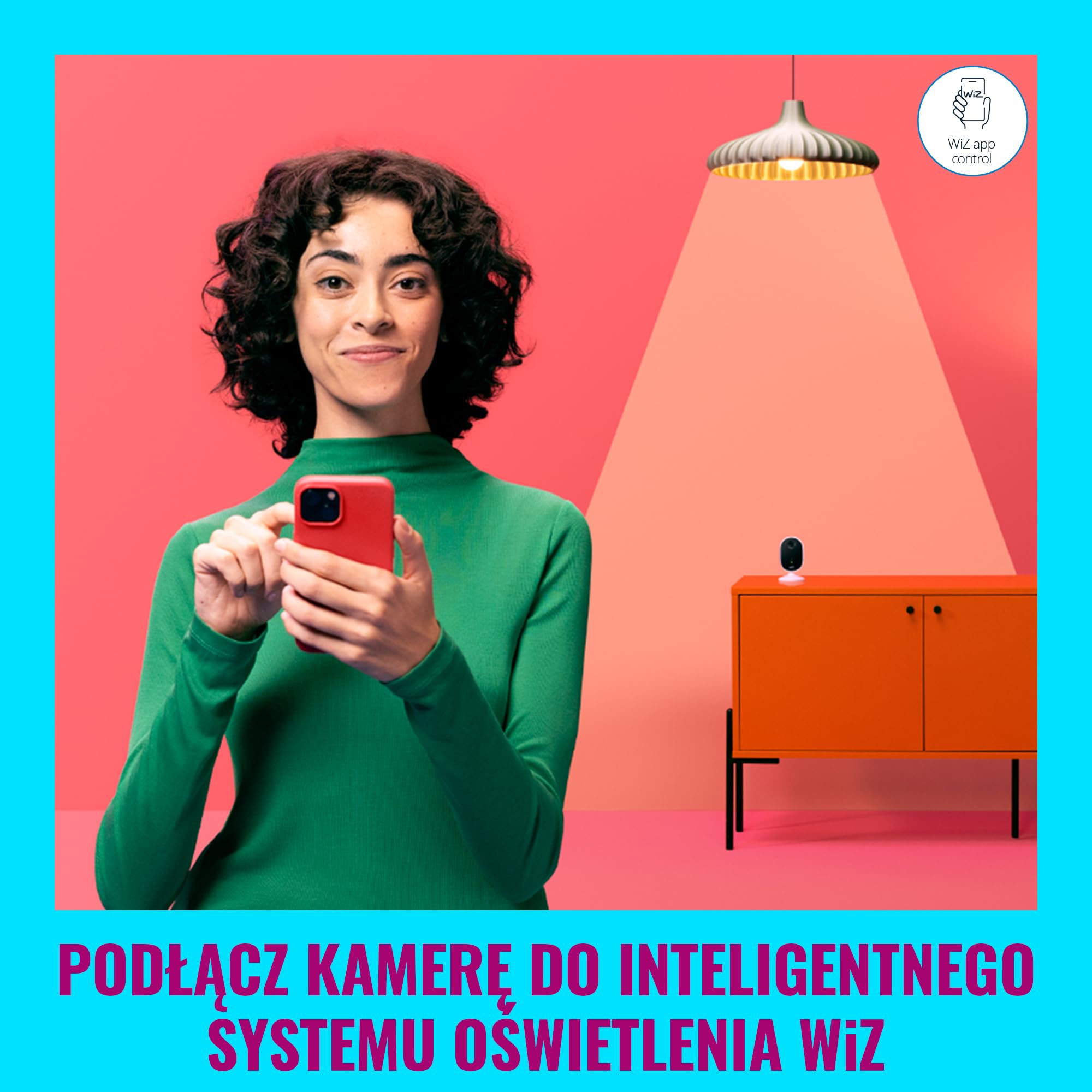 WiZ Kamera Wewnętrzna, Monitoring, Wykrywanie Ruchu i Dźwięku, Noktowizor, Inteligentna Aplikacja i Sterowanie Wi-Fi, Biała