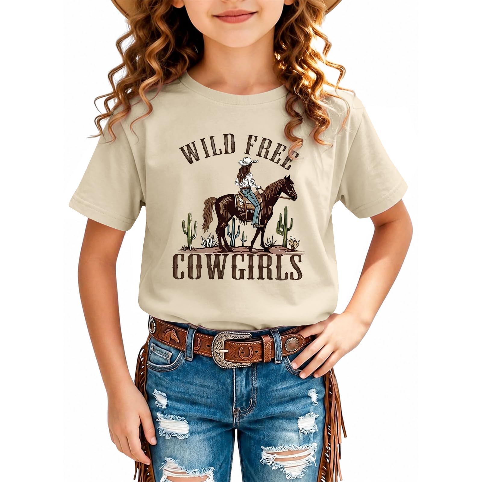 Oiiaayy Cowgirls Shirts for Girls Western Country Rodeo T Shirts Horse Graphic Tees Kids…