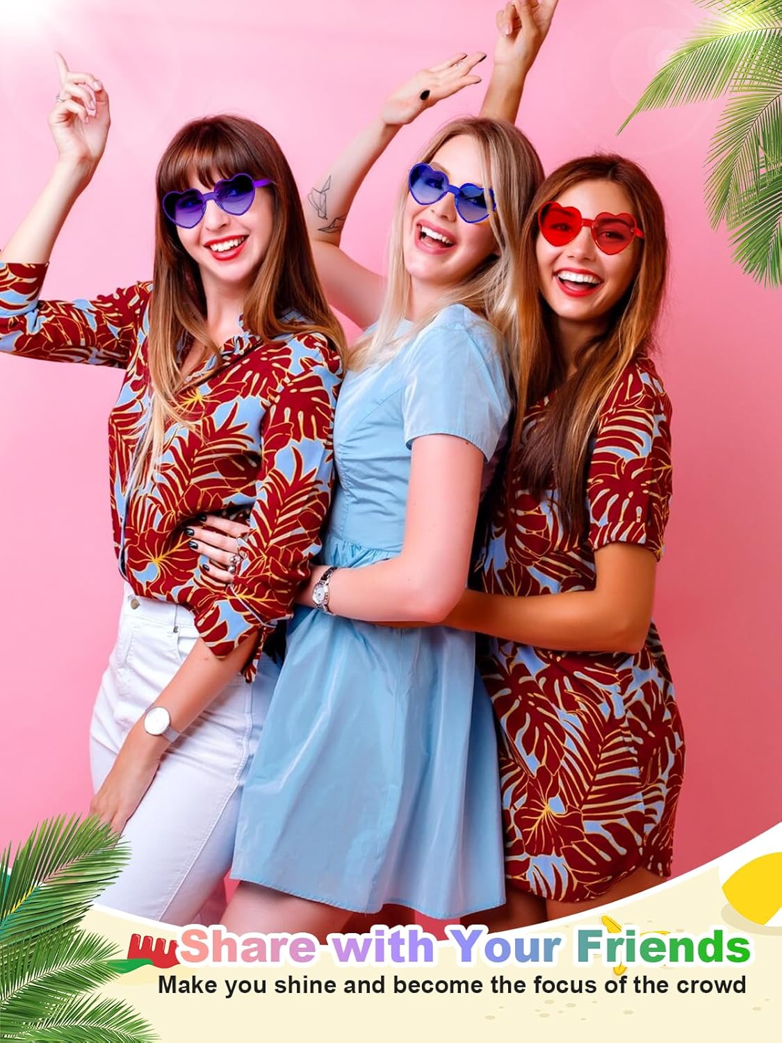 12 Pairs Heart Shaped Sunglasses for Women Colorful Glasses Fun Trendy Transparent Heart Sunglasses Party Favor - Image 6