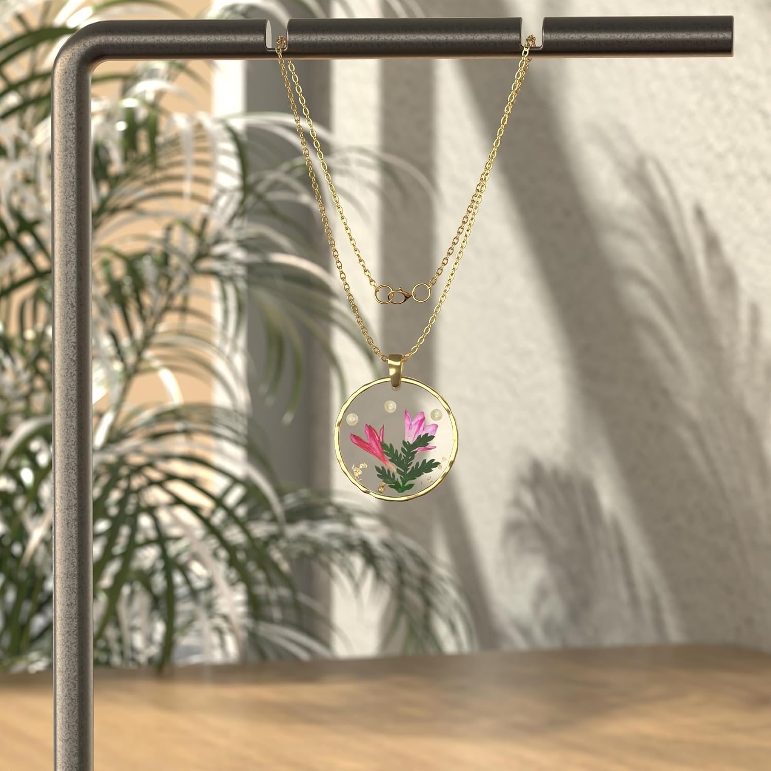 Real Flower Necklace Handmade Pressed Flower Necklace Gold Pressed Flower Necklace - Image 4