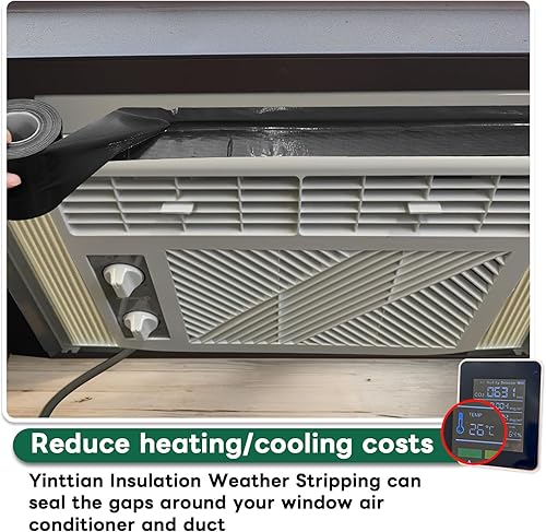 Miniatura 4 de Cinta de Sellado para Ventanas, Aislamiento de Aire Acondicionado de Ventana, Sello de Aire Acondicionado Alrededor del Marco, 3 Pulgadas x 65.5