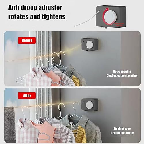 Miniatura 5 de Tendedero retráctil, línea de lavado invisible de alta resistencia, línea de ropa montada en la pared de 13.8 ft para interiores y exteriores,