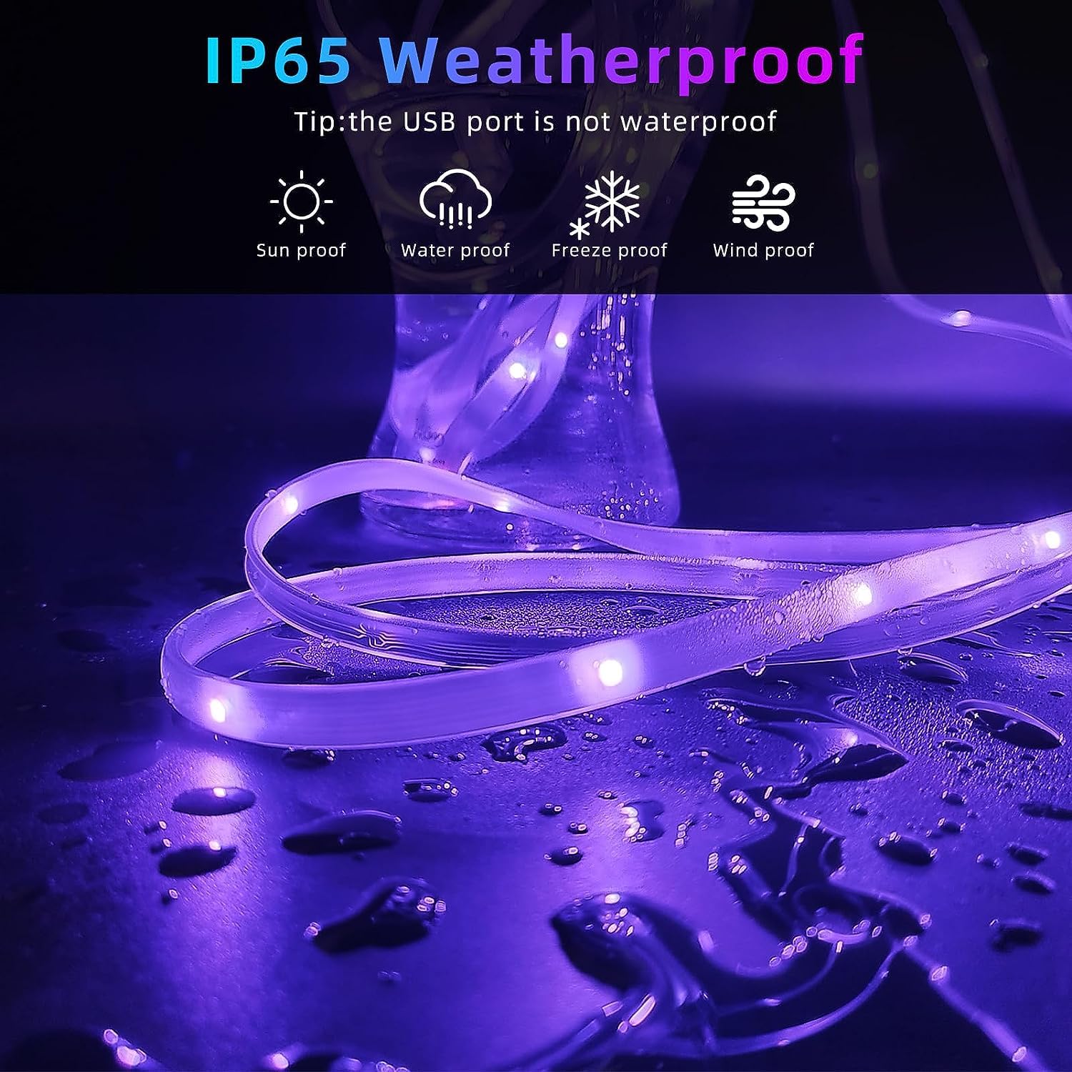 LED Streifen Außen 300M Wasserdicht Zuschneidbar Musik Sync RGB IP65 Wasserdicht Außen mit Fernbedienung App LED Lichterkette