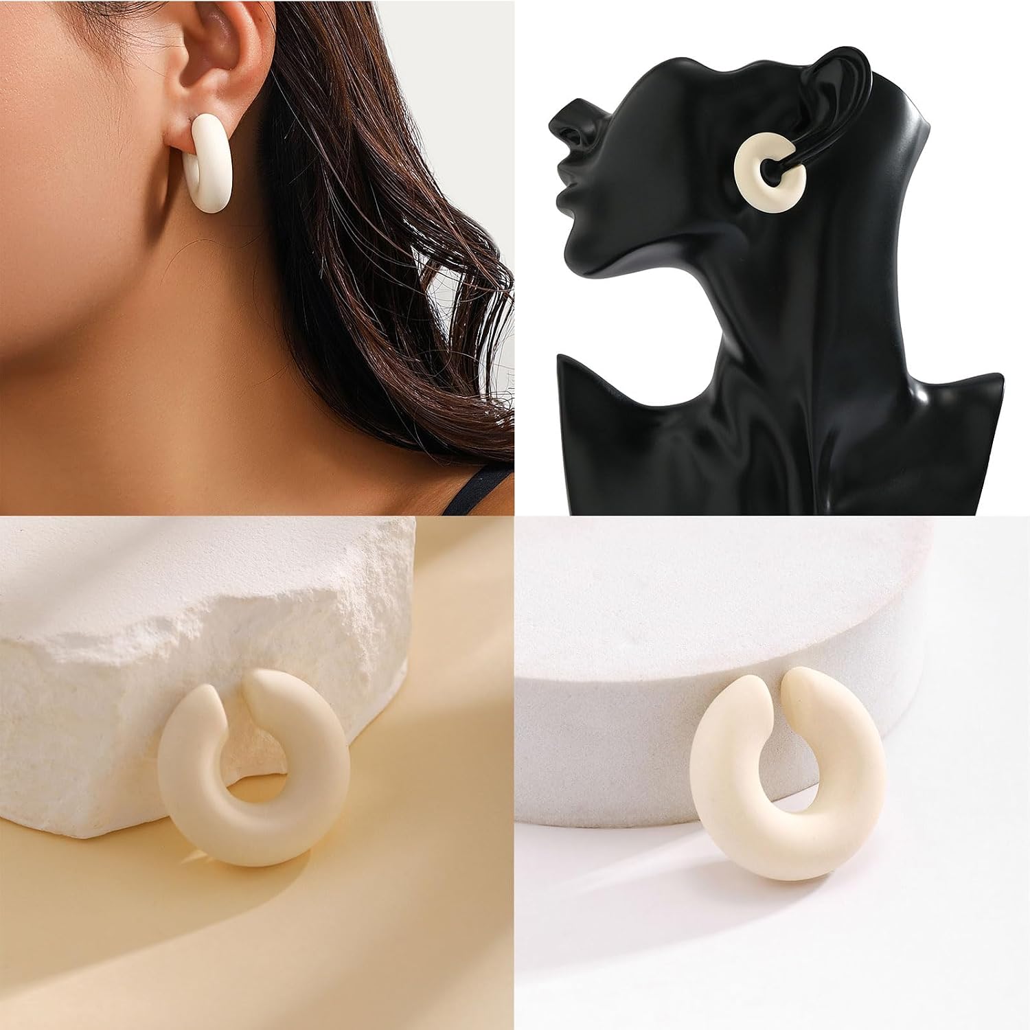 Simple Chunkys Ear Cuff n Piercing Earrings Clip On Cartilage Hoop Earring Jewelry Thick Round Huggie Fake Earring