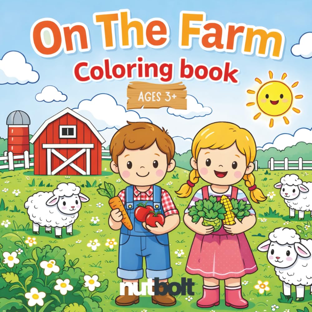 On The Farm: Cute Animal Coloring Book For Kids