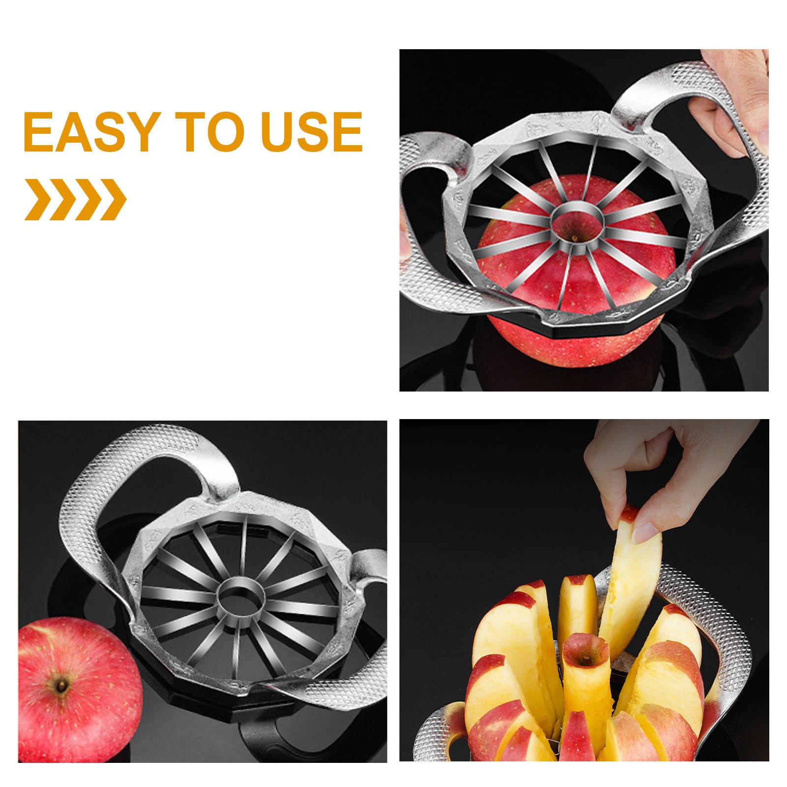 ADAM Coupe-pomme en acier inoxydable, outil de cuisine pour la préparation des fruits, 12 pièces de motifs de coupe, durable, polyvalent et facile à nettoyer (coupe-pomme