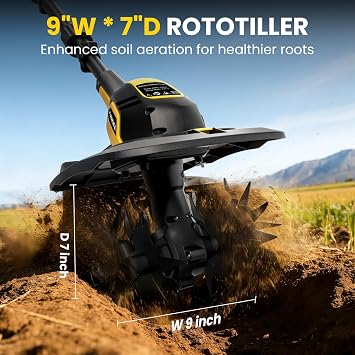 Cordless Tiller Cultivator for DEWALT 20V MAX Battery (Tool Only)