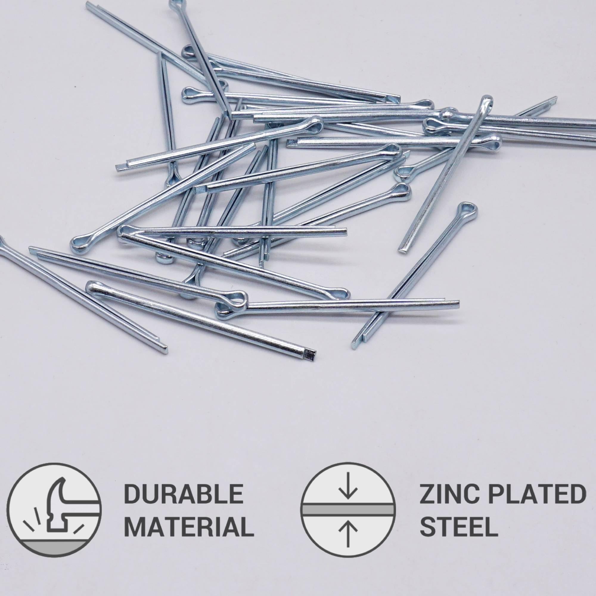 SKIR'CO (100 pcs) Zinc Plated Steel Cotter Pins 2 x 40 mm, Split Pins, DIN 94, Metal Cotter Pins - Image 3