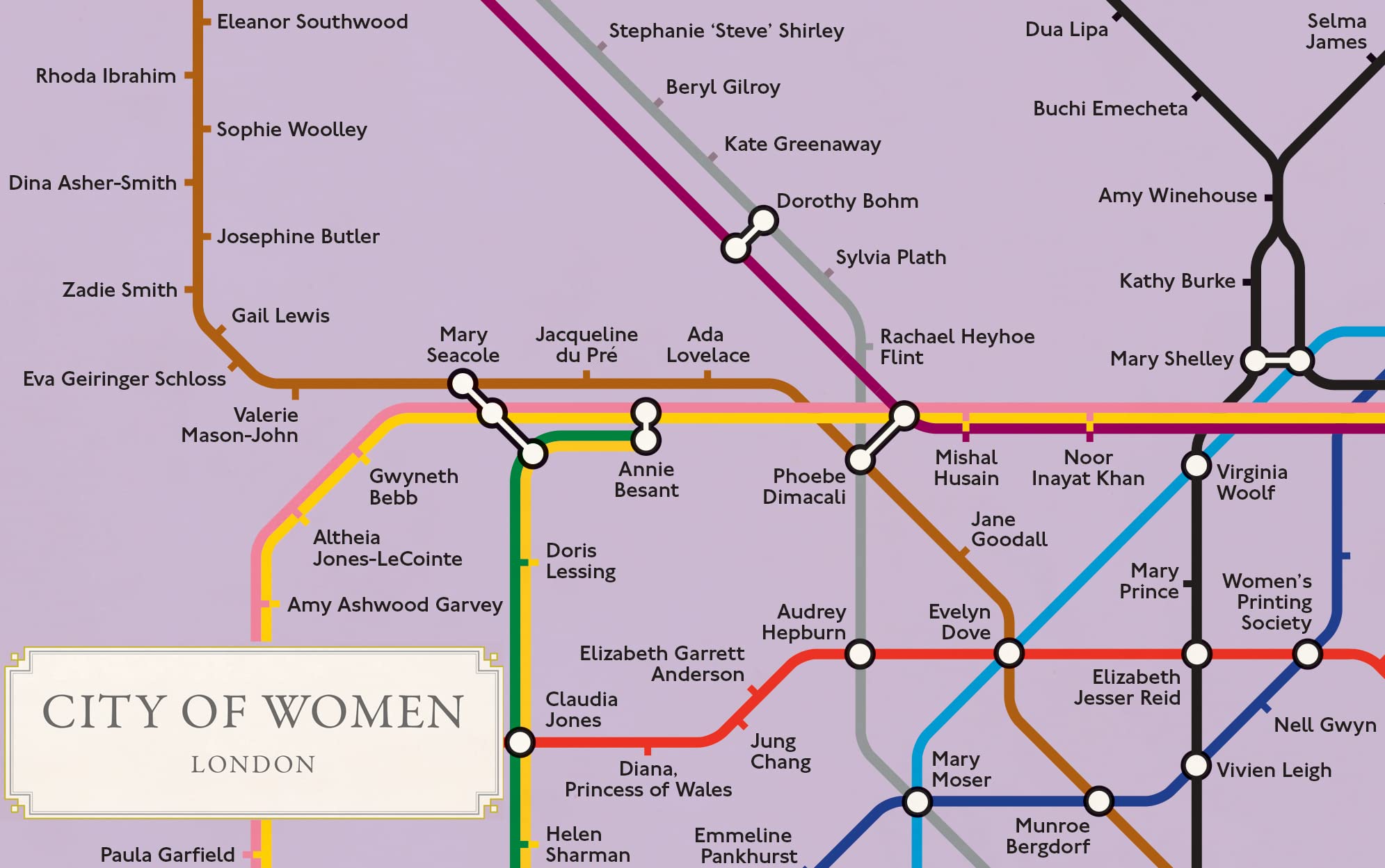 City of Women London Tube Wall Map (A2, 16. 5 X 23. 4 Inches) by Emma. ...