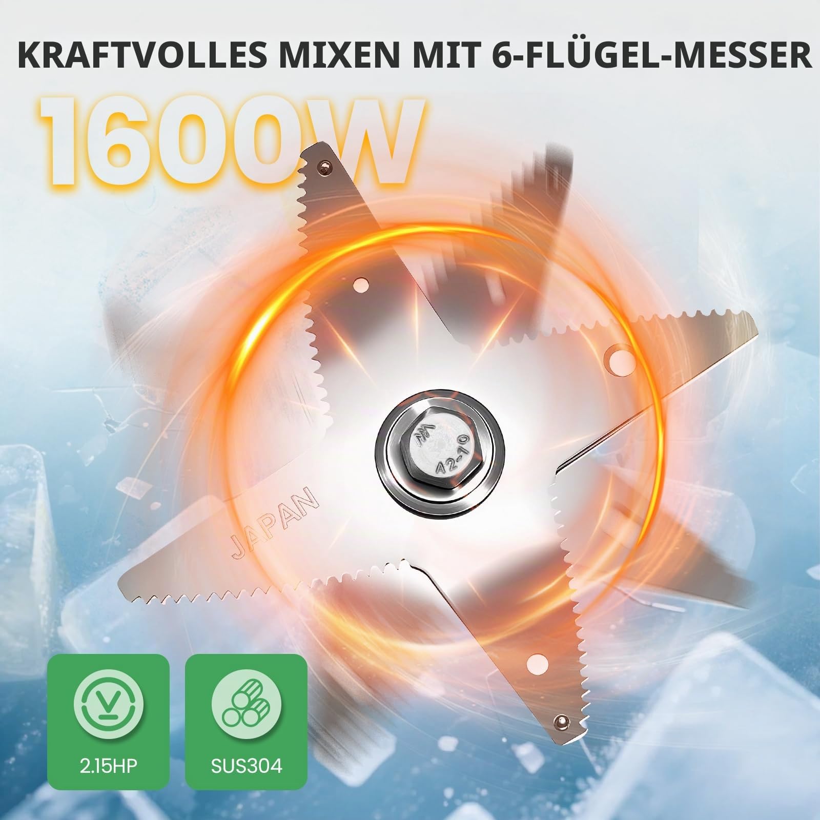 Huanyu Kommerzieller Mixer mit Schallschutzhaube 2L Fassungsvermögen Leiser professioneller Mixer Smoothie Maker 1600W Hochleistungsmixer für Eiscrushing, Smoothie und Pürees