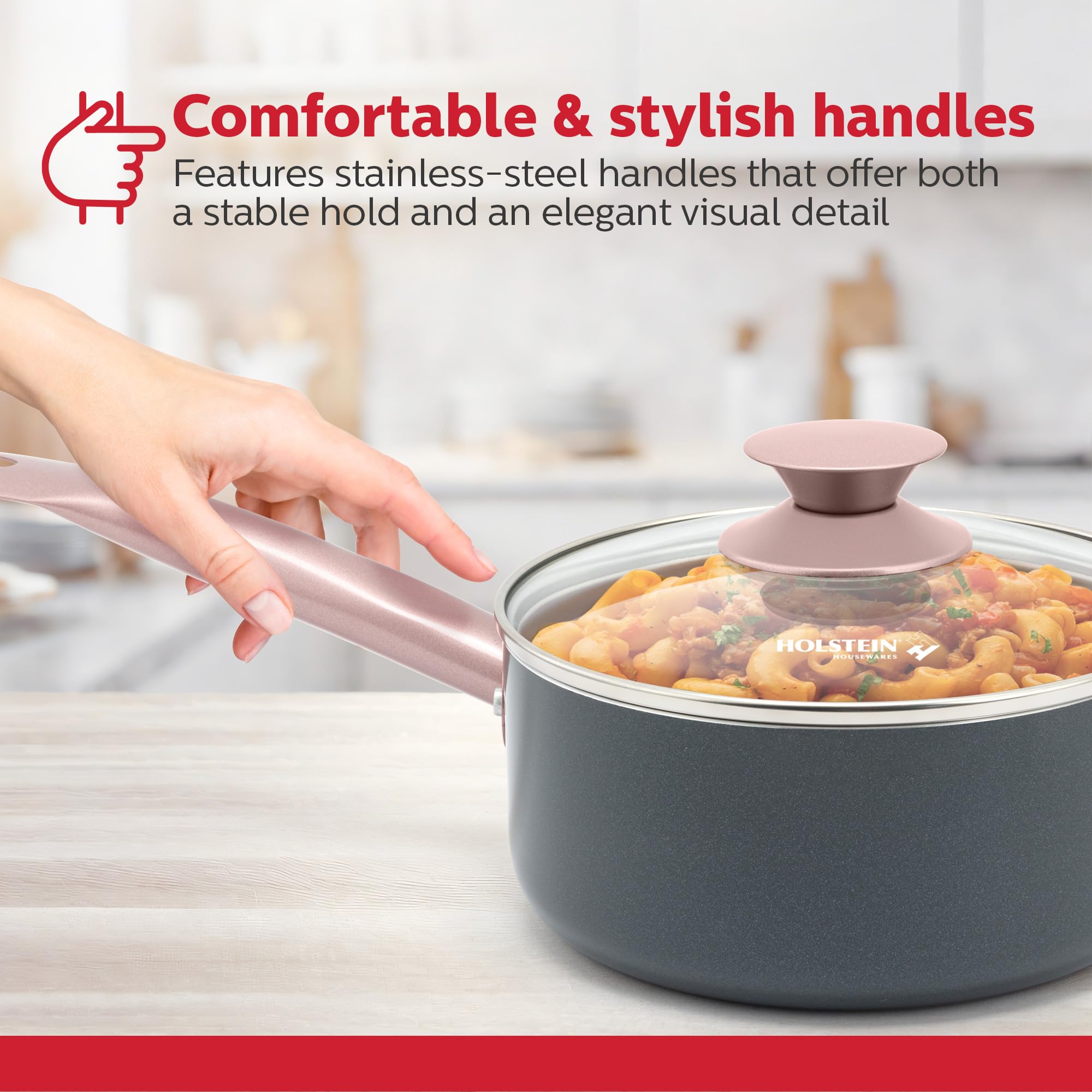 Holstein 2.5QT Ceramic Saucepan - Nonstick & Stylish -3 Holstein 2.5QT Ceramic Saucepan - Nonstick & Stylish -3