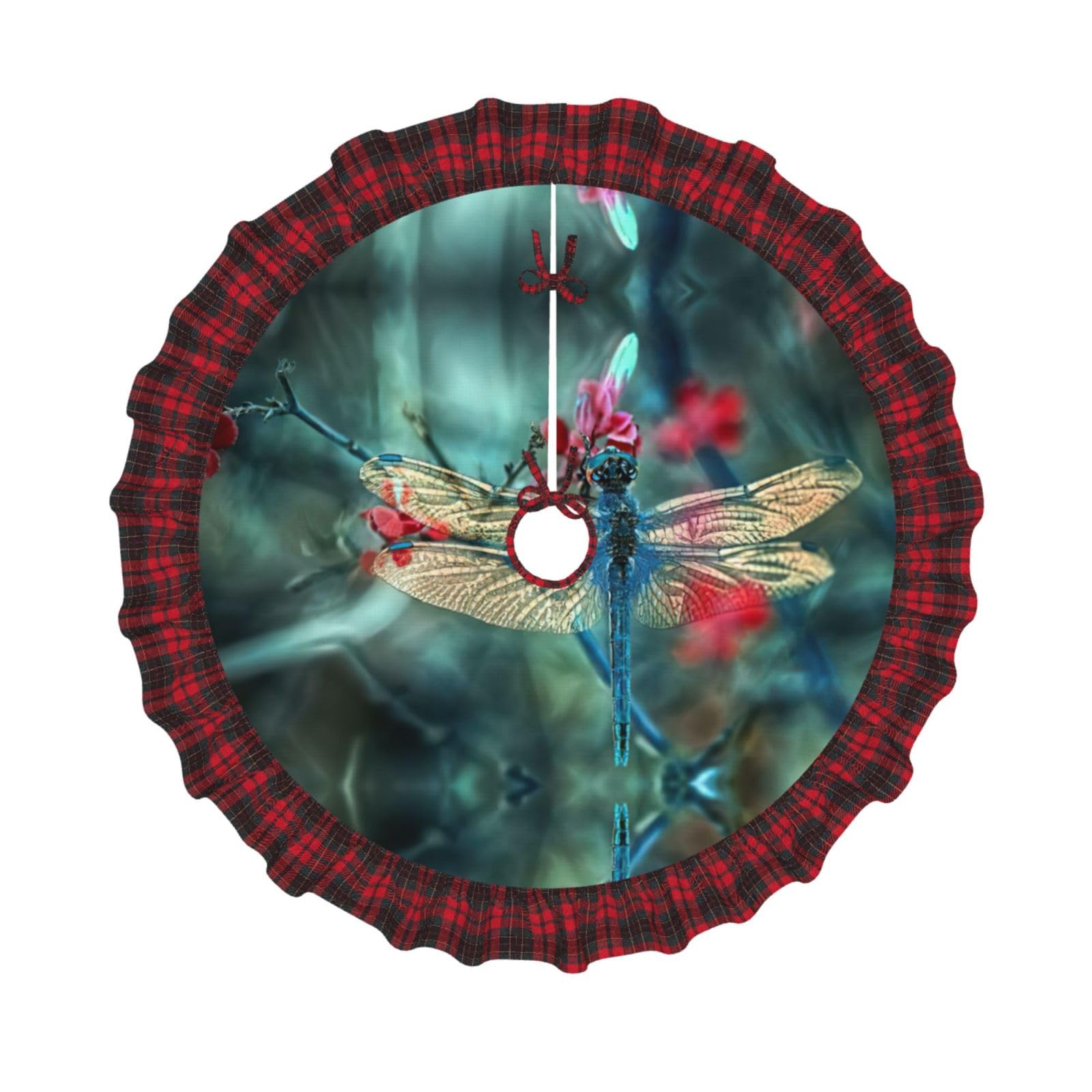 Jupe de sapin de Noël motif libellule pour une décoration de maison festive