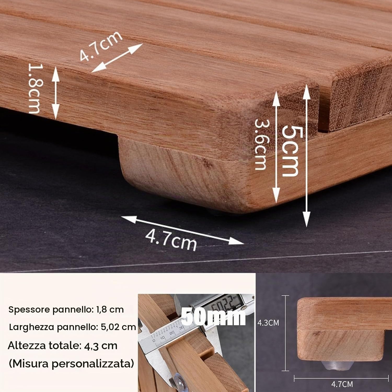 Generico Tappetino da Bagno Piattaforma Doccia di Lusso Antiscivolo, Tappetino d'ingresso Resistente per Anziani/Spa, Design rialzato per Doccia Esterna - Resistente e Antiscivolo