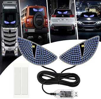 2 Pcs Eyes Light,Half-Devils Eye Light Car Light,Devil Eyes Light for Windshield,Led Devil Eye Light for Car,LED Demon Eye Light Front Back Windshield,Devil Eye Led Light for Car Back Window Blue