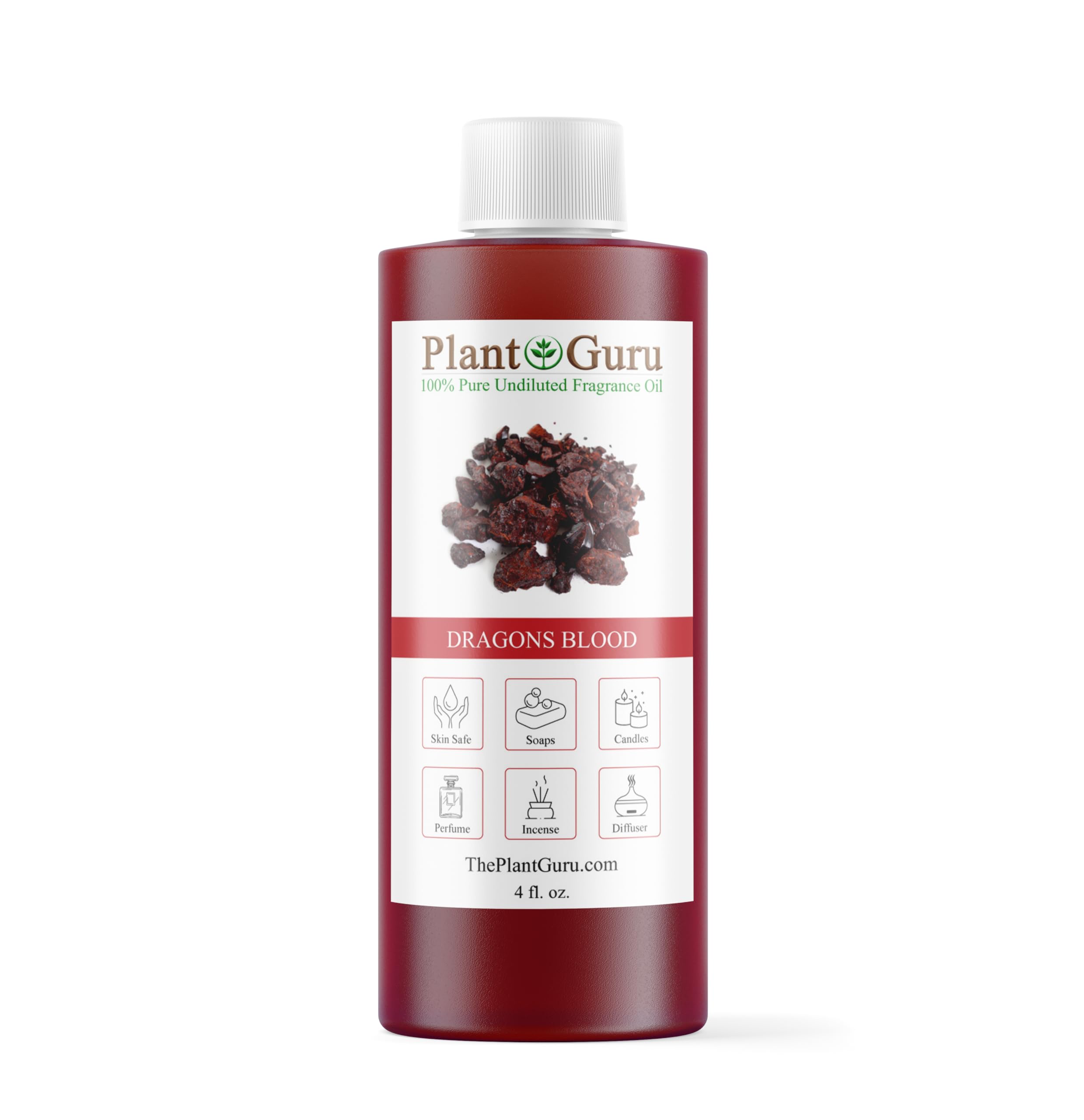 Dragons Blood Fragrance Oil 4 fl. oz. Scented Oil for DIY Soap Making, Candles, Bath Bombs, Body Butters. Used in Aromatherapy Diffusers, Burners and Warmers. Great Addition to Lotions and Creams.
