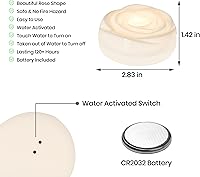 Vista 6 de Aignis 6 piezas de velas LED flotantes sin llama, velas de té de rosa blanca de plástico operadas por batería, más de 120 horas de tiempo de brillo